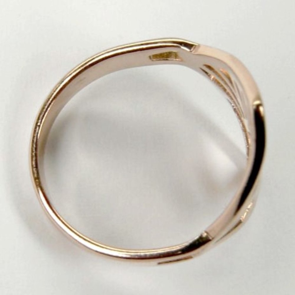 STYLISH 18K rose Gold over Sterling SILVER Modern Ring size 6.5 - Picture 6 of 6